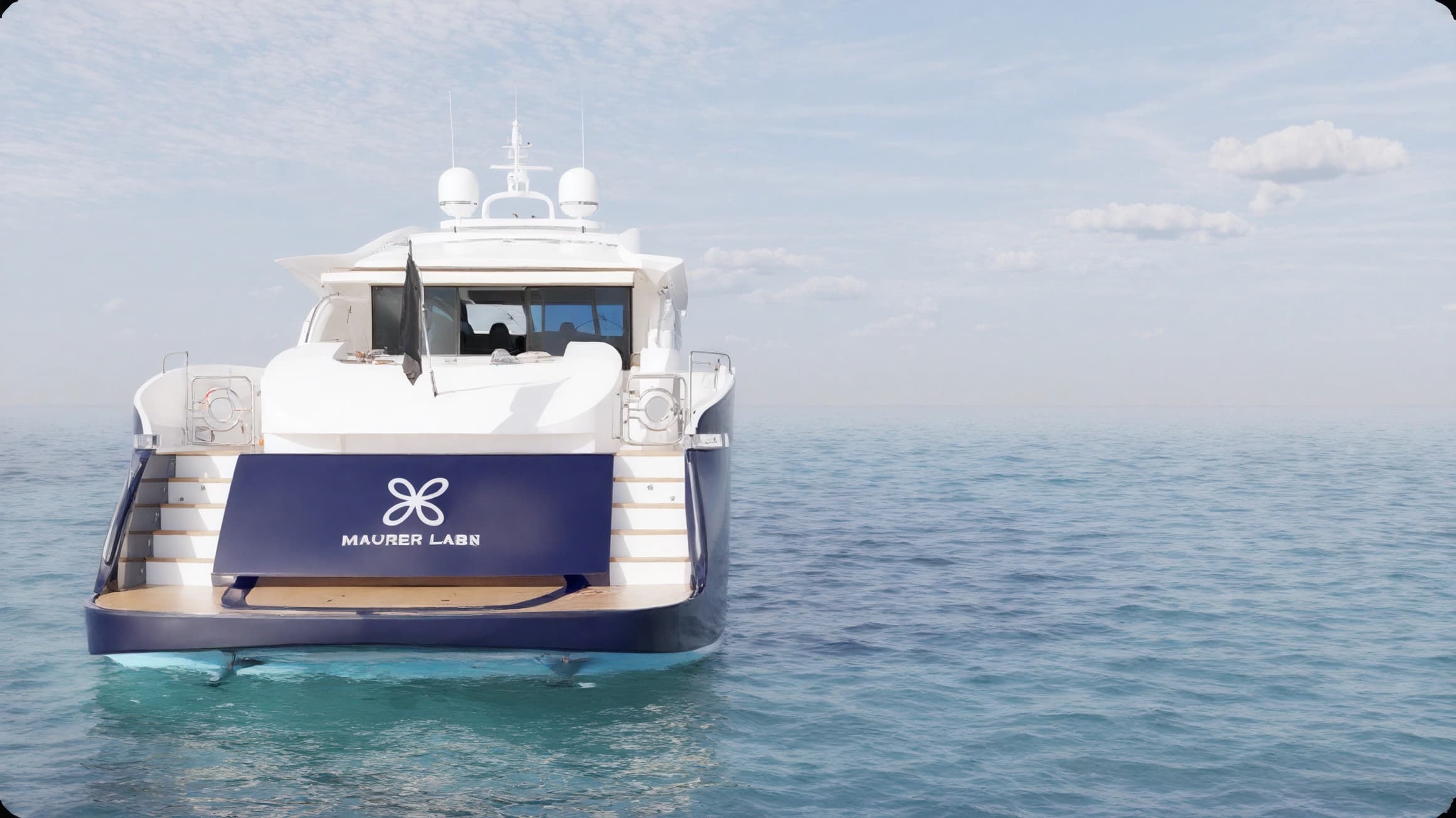 Vista exterior de yate con detalle